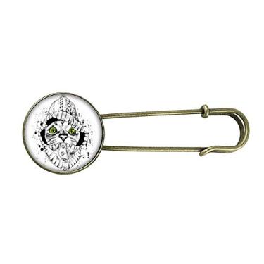 Imagem de Suéter branco cabeça de gato protege animal amante de animais de estimação, broche de metal retrô