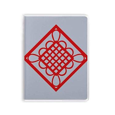 Imagem de Diário de capa macia para caderno de anotações com nó chinês vermelho diamante