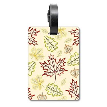 Imagem de Feliz Dia de Ação de Graças com estampa de folhas, etiqueta para bagagem, etiqueta para cartão de bagagem