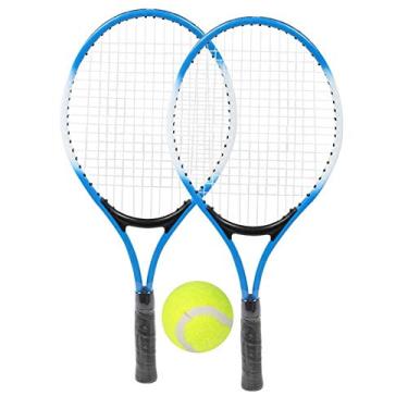Imagem de Compra Maluca Raquete de tênis, raquete de tênis infantil Raquete de prática de 30-35 LBS Liga de ferro para crianças para iniciantes(azul, Preto)