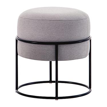 Imagem de Puff Decorativo Redondo Squillo Pés em Aço Cinza/Preto Gran Belo