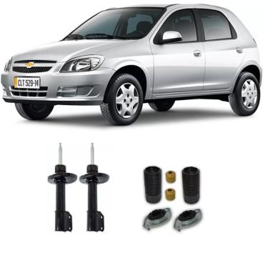 Imagem de 02 Amortecedores + 02 Jogos Kits Batente Celta Dianteiro 2001 Até 2016