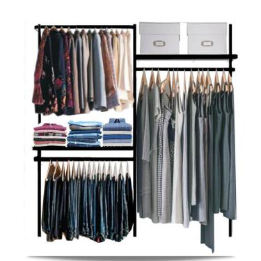 Imagem de Closet arara aramado trilho parede super resistente moderno 1,90 PT