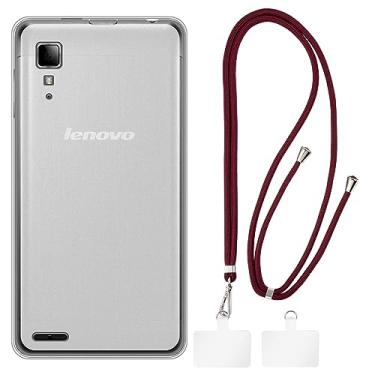 Imagem de Shantime Capa Lenovo P780 + cordões universais para celular, pescoço/alça macia de silicone TPU capa protetora para Lenovo P780 (5 polegadas)