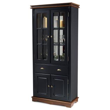 Imagem de Cristaleira 2 Portas De Madeira 2 Portas De Vidro 1 Gaveta Com Espelhos E Led M52040El - Verniz