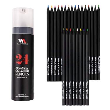 Imagem de Lápis de cor WA Portman Pacote com 24 – Lápis de cor resistentes à luz de qualidade para artistas e estudantes – Pacote de lápis de cor compacto em tubo, ótimo para viagens – Lápis de colorir vem com tampa de apontador de lápis