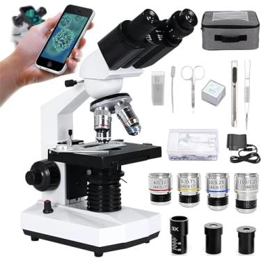 Imagem de CHONGHAN Microscópio Binocular LED 200-15000X Com Slides Etc, Microscópios Compostos De Laboratório, Ocular WF50X, Telefone Móvel Tire Fotos E Grave Vídeos, Para Adultos, Crianças, Escolar Educação
