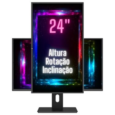 Imagem de Monitor 24&quot; LED Ergonômico Ajuste de altura, rotação vertical, rotação horizontal, inclinação, Widescreen, 2ms, 75Hz, Full HD, HDMI, 3green Pro 2