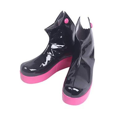 Imagem de YuanCos Squid Sisters Sea O' Colors Shiokarazu Preto Rosa Cosplay Sapatos Botas S008 (Feminino EUA 5/EU35,5)