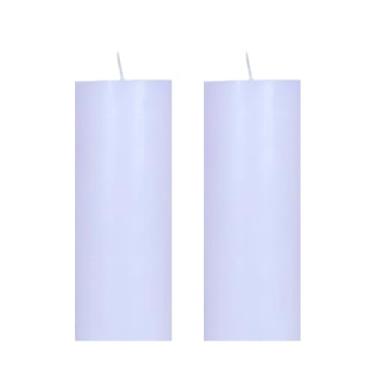 Imagem de 2 Velas de Altar 15 cm de altura e 5 cm de diâmetro, vela do advento, 6 opções de cores, 260 gramas cada. Com papel celofane premium, parafina 100% pura. Marca Velas Estrela (Branco)