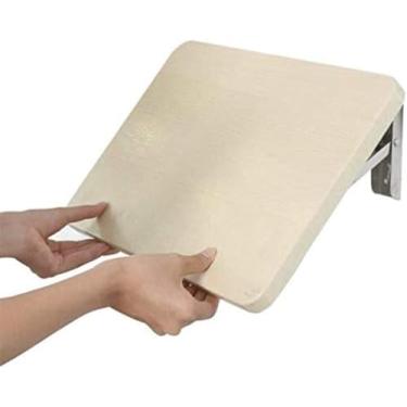 Imagem de Mesa suspensa de parede, prateleira flutuante de madeira maciça, mesa dobrável multifuncional, livro de aprendizagem, mesa de computador, 40 * 26 cm/16 * 10 pol.