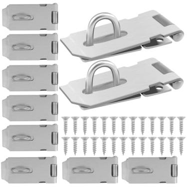 Imagem de Fechaduras de porta, trava de cadeado de aço inoxidável com parafusos Fecho de porta de segurança Trava de ferrolho à prova de ferrugem Ferrolho de bloqueio de portão extragrosso de 10 cm para armário