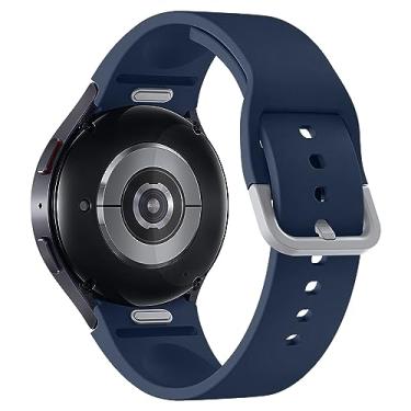 Imagem de Pulseira sem lacunas para Samsung Galaxy Watch 6/4/5/Pro 40mm 44mm/4 Classic 46mm 42mm 43mm 47mm Mulheres/Masculino, Acessório de Um Clique Fivela em T Pulseira Esportiva de Silicone para Galaxy 5Pro Substituição de Pulso Correa Azul Gelado