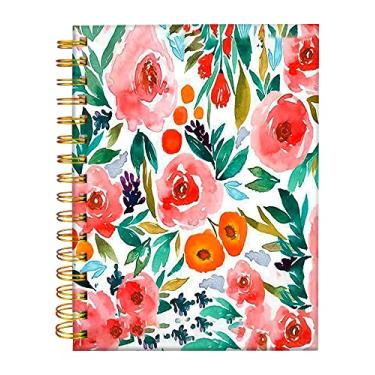 Imagem de iampanda Caderno espiral de jornal, encadernação de fio duplo forte bonito com papel premium para mulheres e mulheres, 60 folhas A5 caderno/diário pautado universitário, perfeito para presentes de casa de escritório escolar, aquarela rosa floral