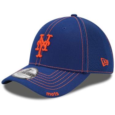 Imagem de New Era Boné masculino New York Mets 39thirty Team Classic Neo Stretch Fit, Azul, P-M