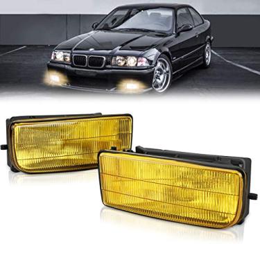 Imagem de TangMiGe Lâmpadas de neblina para BMW 1992 1993 1994 1995 1996 1997 1998 1999 (M3 / E36) 318i 318is 320i 323i 323is 325i 325is 328i 328is 3is Design original da série, 1 Par de lentes amarelas, com lâmpadas H1