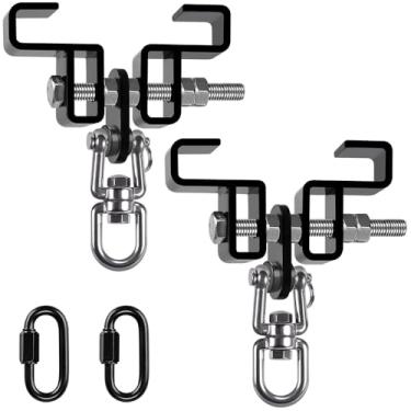 Imagem de SELEWARE Braçadeira de viga de aço resistente, suporte de saco de pancada, suporte resistente para boxe, muay thai e treinamento MMA, ferragens giratórias de 360°, com mosquetão