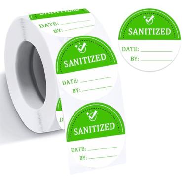 Imagem de Hodmopli Etiqueta Higienizada de 5 cm com 500 unidades - Adesivos Desinfetantes para Hospitais, Restaurantes e Aluguel de Carros e Casas