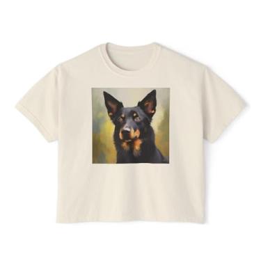 Imagem de Australian Kelpi #2 - Camiseta feminina grande quadrada, Marfim, Small Plus
