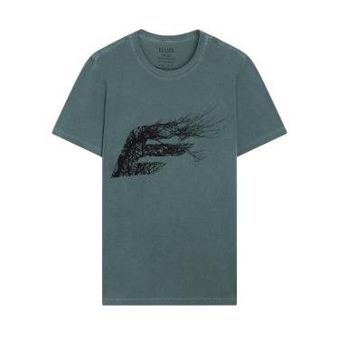Imagem de Camiseta Ellus Masculina Washed Easa Branches Classic Verde Escuro-Masculino