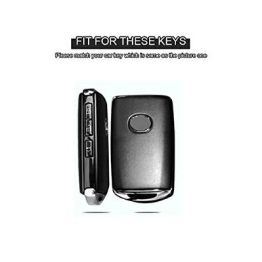 Imagem de YJADHU Chaveiro de couro masculino feminino capa de carro capa remota, apto para Mazda 3 Alexa CX4 CX5 CX8 2019 2020, azul