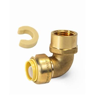 Imagem de EFIELD Encaixe de pressão 1/5.1 cm x 1/5.1 cm FNPT FNPT Conexões de latão de cotovelo rosqueado para conectar Pex, CPVC, com um clipe de desconexão (1/5.1 cm)
