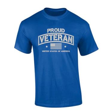 Imagem de Trenz Shirt Company Camiseta masculina de manga curta Proud Veteran United States of America, Royal, GG