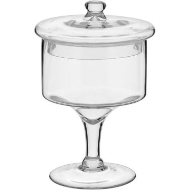 Imagem de POTICHE VIDRO 22x18x18cm VASO DECORATIVO BOMBINIERE BALEIRO 