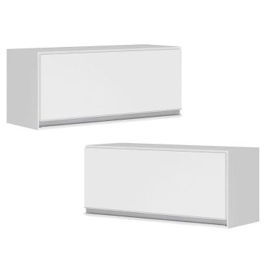 Imagem de Kit 02 Armários Aéreo Multiuso 60Cm 100% Mdf Branco