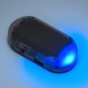 Imagem de PerfecTech Carro Energia Solar Simulado Alarme Dummy Aviso Antifurto LED Piscante Luz de Segurança com nova porta USB (azul)