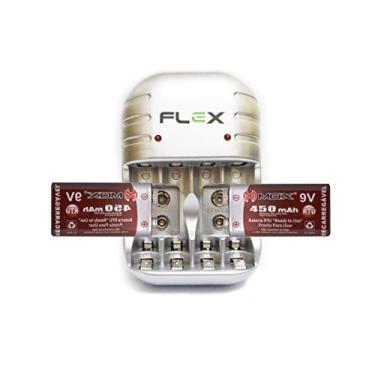 Imagem de Carregador Flex C03 Com 2 Baterias 450 mah Recarregáveis Mox 9v de Lítio Ion Mo-9v450