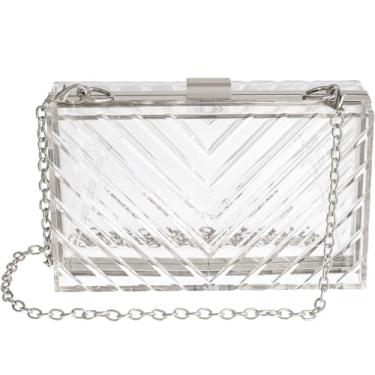 Imagem de WJCD Bolsas transparentes para mulheres bolsa transparente de acrílico transparente bolsa transparente aprovada para estádio, Prata