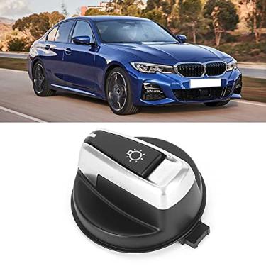 Imagem de Farol do Carro Luzes Principais Interruptor Botão Botão Capa Estilo Interior Realce Fácil Substituição para Abs Preto 3 Série 318 320 325 330 335
