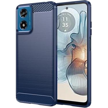 Imagem de Capa Capinha Anti Impacto Para Motorola Moto G24 Case Com Desenho Fibra De Carbono Shock Queda (Azul)