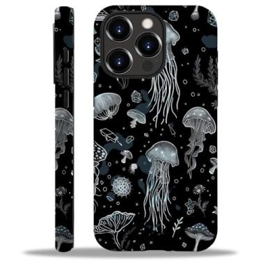 Imagem de ZHEGAILIAN Capa para iPhone 11 Pro Max, pintura a tinta água-viva para iPhone 11 Pro Max capas 2 em 1 capa rígida + silicone, capa protetora à prova de choque contra quedas para iPhone 11 Pro Max capa