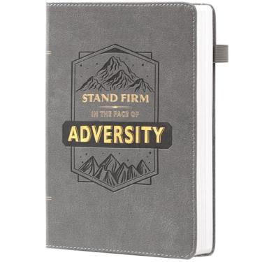 Imagem de CAGIE Diário forrado para homens, diários forrados para escrever 100 g/m², 256 páginas, diário masculino de couro A5, cadernos de diário para anotações, trabalho, escola - cinza