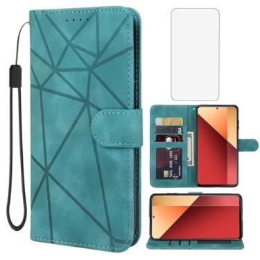 Imagem de Wanyuexes Capa para Redmi Note 13 Pro 4G/Poco M6 Pro 4G 23117RA68G Capa carteira com protetor de tela de vidro temperado, capa flip de couro com suporte para cartão de crédito para Xiaomi Redmi Note