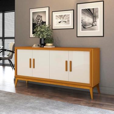 Imagem de VIA NOSSA - Buffet Aparador 4 Portas com Pés em Madeira Maciça Istambul Cor:cedro/offwhite