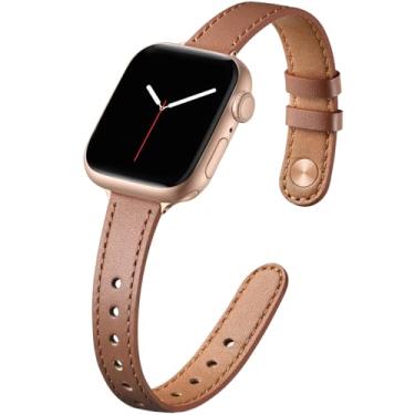 Imagem de IMIVIO Pulseiras femininas de couro genuíno de grão superior para Apple Watch Ultra, SE de 40 mm, 44 mm, 45 mm, 41 mm, 38 mm, 42 mm, 46 mm e 49 mm para Apple Watch Ultra SE séries 10/9/8/7/6/5/4/3