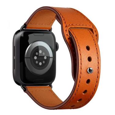 Imagem de Pulseira Couro Fecho Botão Pino Compatível com Apple Watch - Baú do Vi