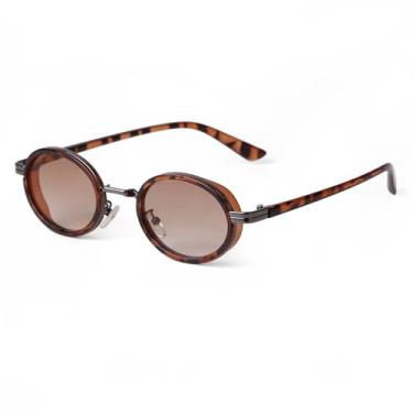 Imagem de Óculos de sol vintage oval feminino masculino tendência armação redonda retângulo óculos de sol retrô lente gradiente óculos de sol feminino masculino, C3, tamanho único