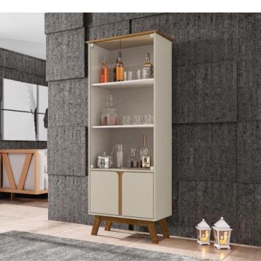 Imagem de Cristaleira 4 Portas Madri Bechara, Off White/Cinamomo