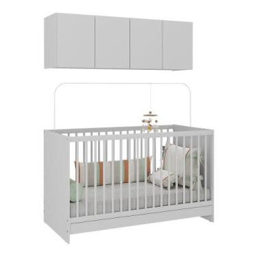 Imagem de Berço 3 em 1 com Armário Aéreo 4 portas Multimóveis MP4140, Branco
