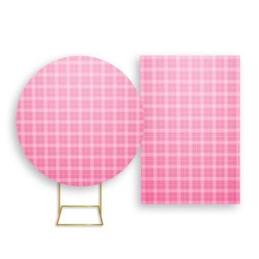 Imagem de Painel De Festa Redondo 1,50x1,50 + Painel Vertical 1,50x2,20 - Xadrez