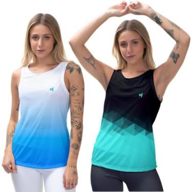 Imagem de Kit 2 Blusa Feminina Regata Fitness Esporte Treino Leve e Confortável 