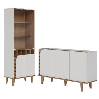 Imagem de Balcão Buffet e Cristaleira com Adega Madrid C05 Off White Matte/Freij