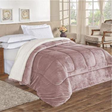 Imagem de Edredom Coberdron Solteiro Sherpa Toque Lã Carneiro Rosê - Casa Show E