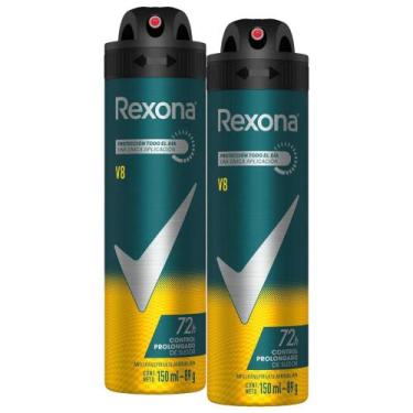 Imagem de Kit 2 Desodorantes Rexona Men Aerossol Antitranspirante V8 150ml
