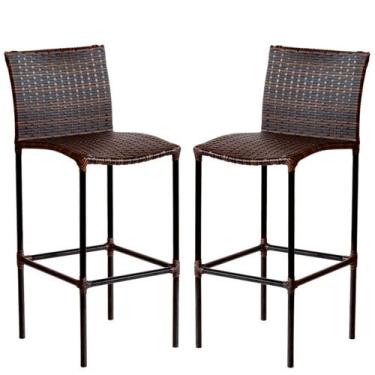 Imagem de Conjunto 2 Banquetas Havaí Em Fibra Sintética Trama Dupla Para Bar, Ba