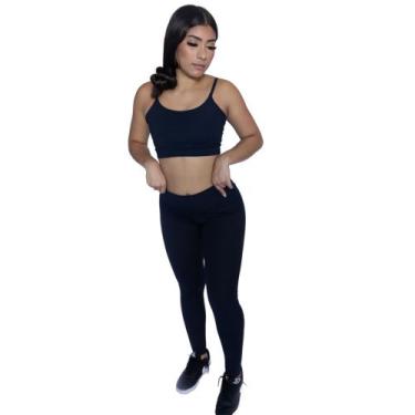 Imagem de Conjunto De Poliamida Top Tipo Cropped + Legging Fit Premium - Jinking
